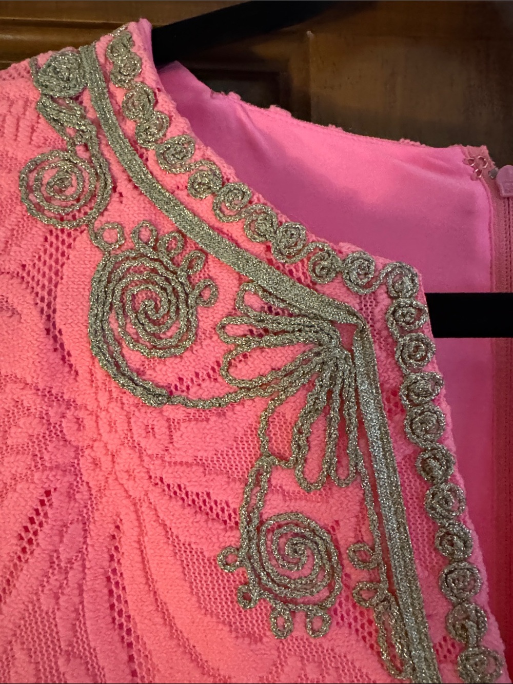 Size 16 Lilly Pulitzer Bright Pink Maxi Dress with Gold Embroidery - Picture 9 of 15